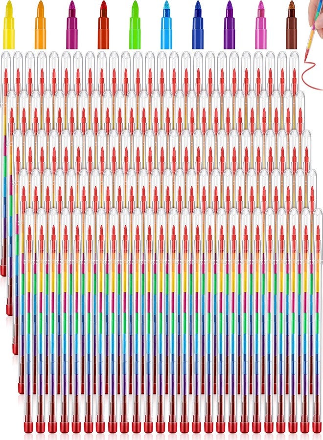 Teling 140 Pieces Colorful Stackable Buildable Crayons 11 Interchangeable Colors Pencils Party Favors DIY Mini Rainbow Crayons Pens Bulk for Painting Party Office Supplies - Image 1